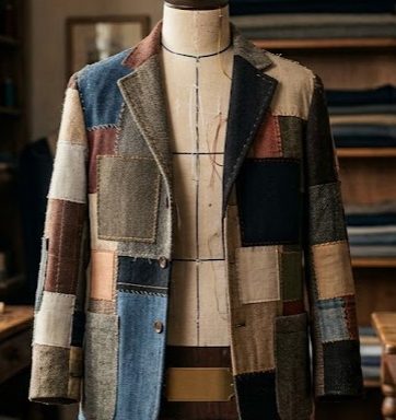 Every soul requires a different cut: Mr Moorstad's philosophy embodied in a coat of many unique patches.