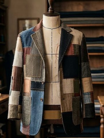 Every soul requires a different cut: Mr Moorstad's philosophy embodied in a coat of many unique patches.